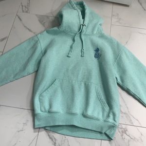 Quiet Storm sweatshirt with hood, teal and used